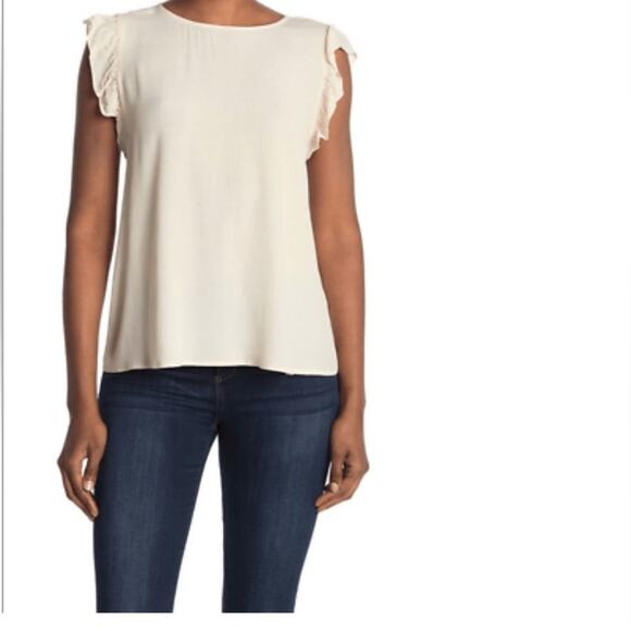 Ba&sh Cream Fani Crepe Ruffle Blouse Small - Picture 2 of 14